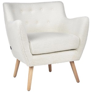 Beliani Poltrona da cocktail Drammen Bouclé/Legno bianco-marrone