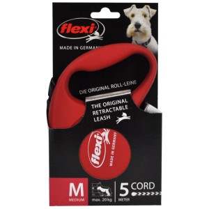 Guinzaglio per cani Vitakraft Flexi Fun M rosso, guinzaglio avvolgibile da 5 m per cani fino a 20 kg.