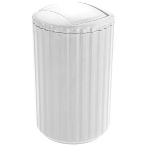 Cestino cosmetico bianco Minas in plastica con coperchio basculante, capacità 3 l.