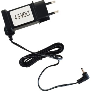 Adaptateur OBI 4,5 V noir en plastique pour éclairage de village de Noël. Alimentation compacte avec câble.