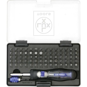 LUX Bitset 73 pièces Comfort en coffret : Tournevis avec embouts pour atelier et bricolage.