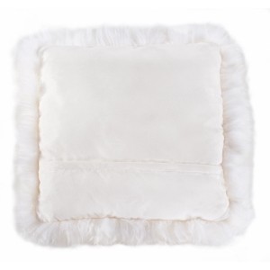 Coussin en peau de mouton blanche (env. 35x35 cm) avec garniture. Coussin décoratif confortable en fourrure véritable.