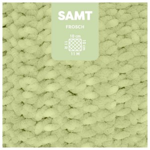 Myboshi Chenille Samt Wolle in Froschgrün, weiches Garn für Strick- und Häkelprojekte.
