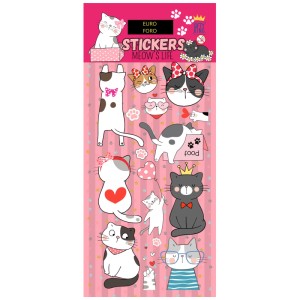 Puffy Sticker Meow's Life, stickers 3D autocollants chats pour chambres d'enfants et loisirs créatifs.