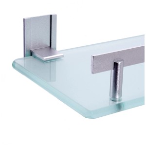Étagère de douche MSV Tabarca en aluminium et verre pour montage mural dans la salle de bain.