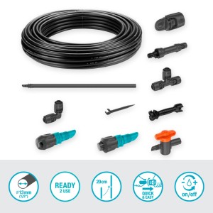 Set irrigazione a goccia Gardena per orti e aiuole (40 m²) con accessori.