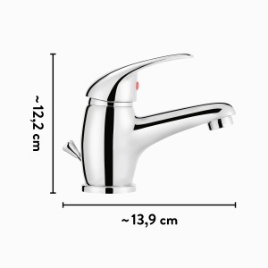 Miscelatore lavabo baliv WT-5010 cromato con scarico a saltarello e tubi di collegamento.