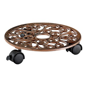 Wagner Multi Roller Antik, Ø 290 mm, in ghisa con tre ruote. Sottovaso con ruote.