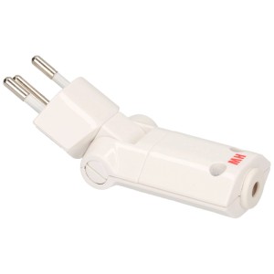 Fiche coudée rotative blanche Clip-Clap Type 12, reconnectable avec protection enfant.