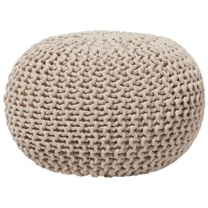 Pouf tricoté beige Conrad de Beliani : Assise ronde ou repose-pieds pour le salon.