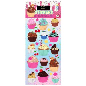 Puffy Sticker mit Cupcake-Motiven, selbstklebend und wiederablösbar, für Kinderzimmer und Bastelprojekte.