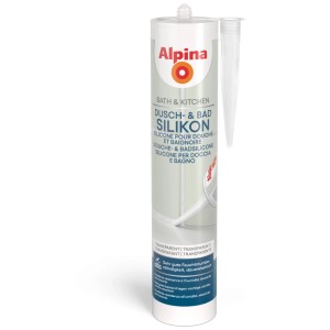Alpina Dusch- und Badsilikon Transparent, 300ml Kartusche für Bad & Küche.