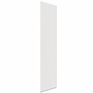 Panneau acoustique blanc avec des lamelles MDF recouvertes de feutre pour le revêtement mural, longueur 240 cm.