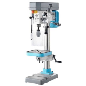 Trapano a colonna Alduro BM-35, metallo grigio. Trapano a colonna con mandrino e tavola.