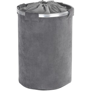 Cesto portabiancheria grigio Wenko Cordoba (68 l) in poliestere con telaio argentato.