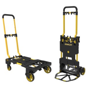 Carrello Stanley 2in1 pieghevole, giallo/nero. Utilizzabile come carrello e piattaforma.