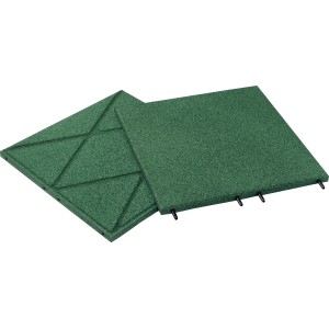 Dalles de protection vertes Kraiburg Unisoft pour aires de jeux, élastiques et résistantes aux intempéries.