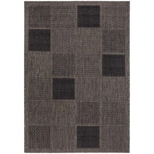 Tapis Andiamo Utah taupe, 57x110 cm, avec motif carré.