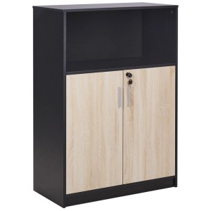 Beliani Armoire de bureau Zehna avec étagère marron/noir 117 x 80 x 40 cm