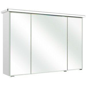 Armoire de toilette Pelipal Quantum Kompakt, blanc brillant, 105 cm de large, avec éclairage LED et 3 portes miroir.