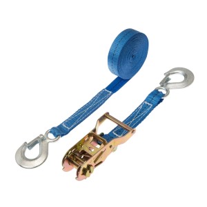 Sangle d'arrimage à cliquet Conacord Pro bleue avec crochets, longueur 5 m. Idéale pour sécuriser les charges.