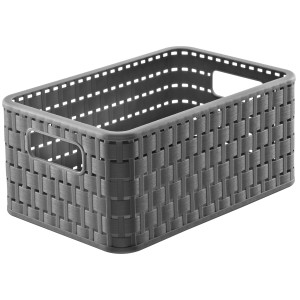 Panier Rotho Country A5 anthracite (6 l) avec design en osier. Boîte de rangement pratique.