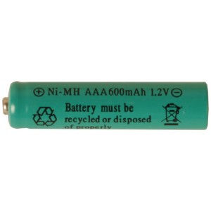 Batteria AAA ricaricabile verde, 1.2V, 600mAh, Ni-MH, per prodotti solari.
