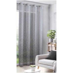 Tenda a occhielli nera Marta 245x135 cm con moderno design a rombi per tende per finestre.