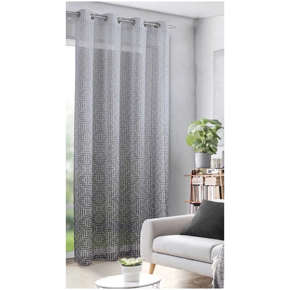 Home4You Ösenschal Stahlgrau 135x245cm - Querstreifen Design