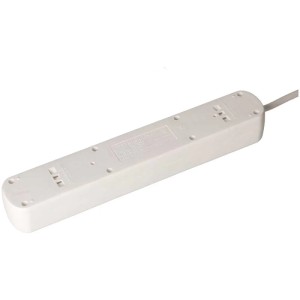 Weiße Steckdosenleiste mit 4 T13-Steckdosen, USB-A und USB-C Anschluss, 1,5m Kabel.