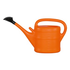 Arrosoir OBI orange (10 litres) en plastique avec pomme d'arrosage amovible.