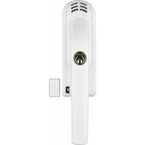 Poignée de fenêtre avec alarme Abus FG300A blanche avec clé pour la sécurité des portes et la protection anti-effraction.