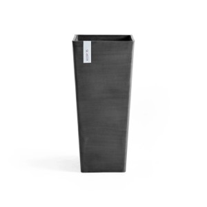 Haut pot de fleurs Ecopots Rotterdam gris foncé, 70 cm, idéal pour l'intérieur et l'extérieur.