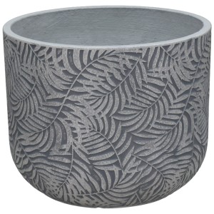 Vaso per piante Gartec Round Palm grigio, Ø 55 cm, con design a palma per esterni.