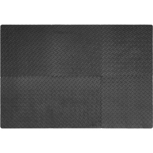 Ensemble de tapis multifonctionnels Andiamo noirs (6 pièces) avec bords, 40x40 cm, pour la protection des sols et des pièces.