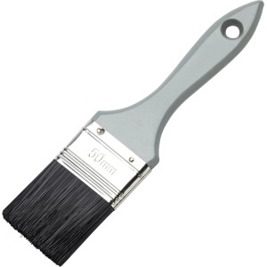 Pennello piatto 50mm con manico in plastica grigio e setole nere per verniciare.