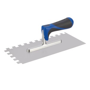 Spatola dentata LUX Comfort, antiruggine, 12x12 mm, manico ergonomico per lavori di piastrellatura e adesivi.