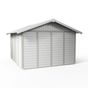 Grosfillex Kunststoff-Gartenhaus Deco H 11, graugrün, 315x355 cm. Wetterfestes Gerätehaus für den Garten.