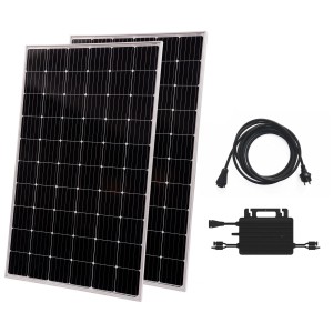 Technaxx Impianto solare da balcone TX-265 / 600 W con due pannelli solari, inverter e cavo.