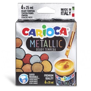 Carioca Temperafarben Metallic, 6 Farben im Set. Metallic-Effekt für tolle Kunstprojekte.