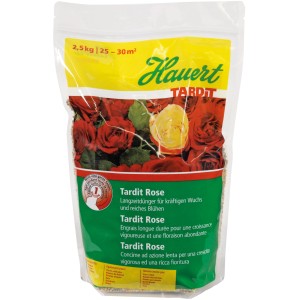 Emballage d'engrais pour roses Hauert Tardit Rose 2,5 kg pour une croissance forte et une floraison abondante.