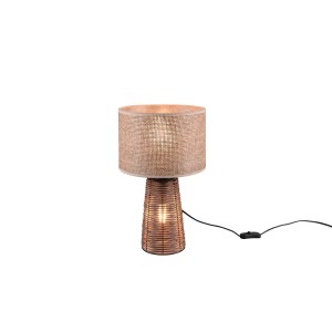 Lampada da tavolo di design marrone Straw con paralume in vimini di paglia, 24x24 cm.