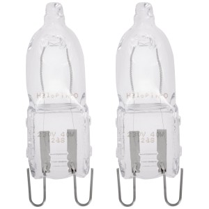 Zwei klare Eglo LED G9 Leuchtmittel für Backöfen, 40W, 2700-3300K, 460lm.