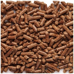 Primo piano di pellet Traeger marroni di acero, ciliegio, hickory. Pellet di legno duro per aroma affumicato equilibrato.