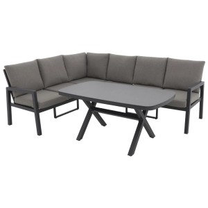 Doppler Lounge-Set Life, 3 pièces, structure en aluminium anthracite avec coussins moka et table.