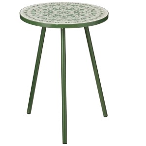 Table d'appoint verte Bologna de Mica Decorations en fer avec motif à carreaux, hauteur 39 cm.