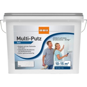 Secchio di OBI Multi-Putz fine, stucco decorativo pronto all'uso per interni, colore bianco.