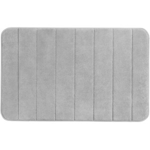 Tappeto da bagno Wenko Memory Foam a strisce grigio chiaro, 50x80 cm, per bagni.