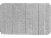 Badteppich Memory Foam Streifen Polyester Hellgrau 50 x 80 cm Badteppich Memory Foam Streifen Polyester Hellgrau 50 x 80 cm