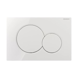 Placca di comando Geberit Sigma01 bianca per sistema a doppio scarico.